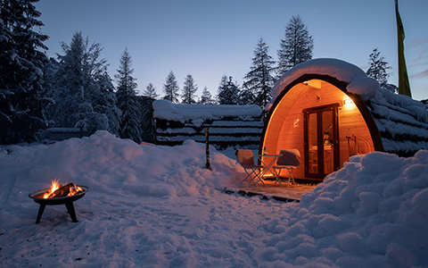 TCS Camping Scuol, un campeggio invernale da sogno